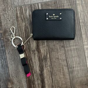 Black Kate Spade wallet with keychain